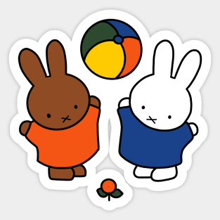 Miffy playing with friend. Sticker